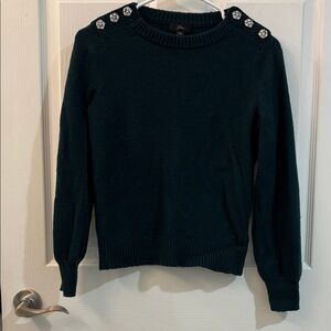 J. Crew Dark Green Sweater with Embellished Shoulders